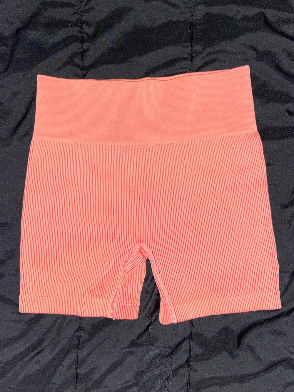 Colsie Coral Ribbed High-Waist Bike Shorts